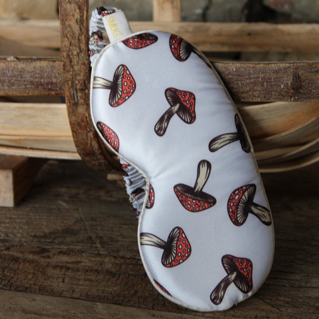 Cloud Padded Satin Sleep Mask in Toadstool Print