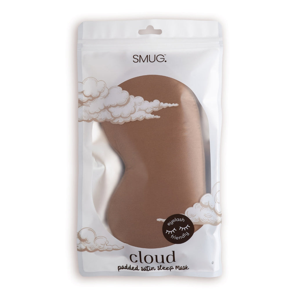 Mocha Cloud Padded Satin Sleep Mask