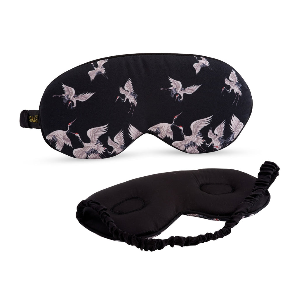 Cloud Padded Satin Sleep Mask in Moonlit Cranes Print