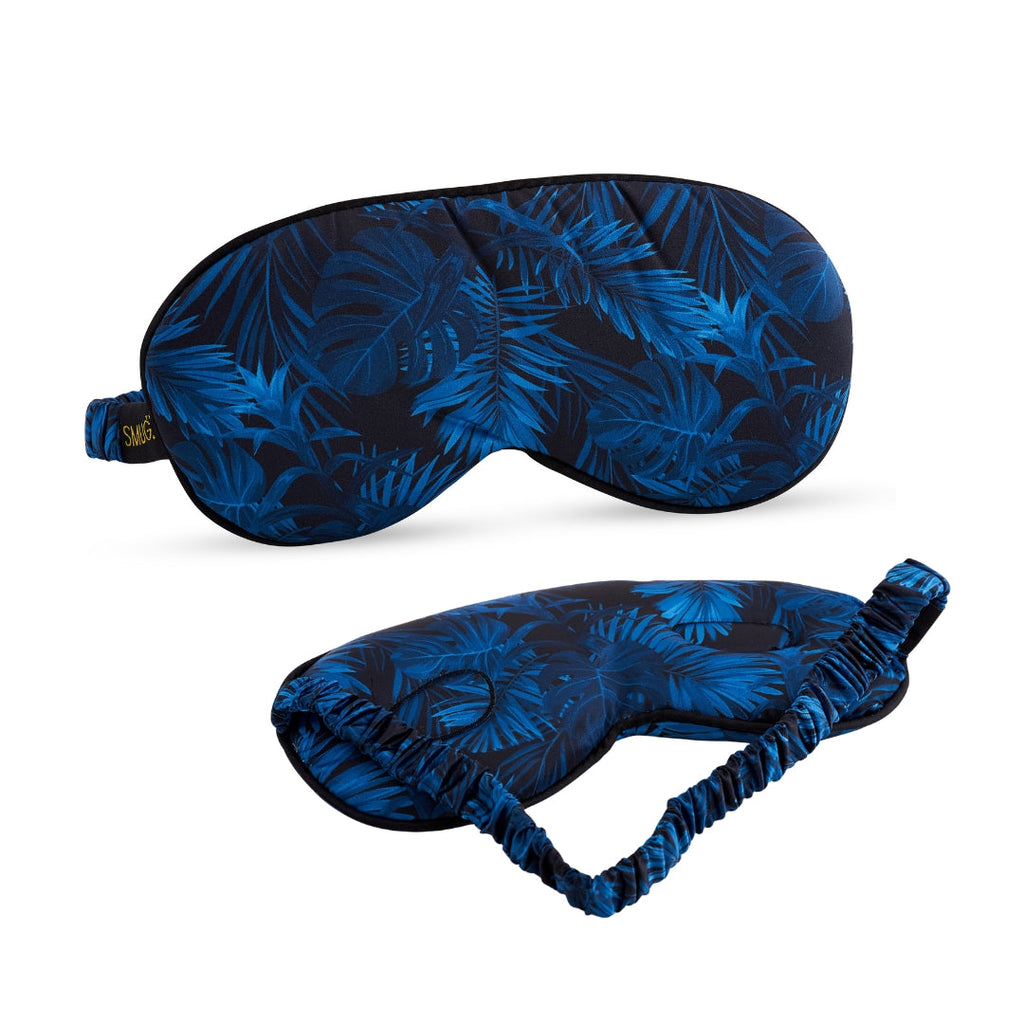 Cloud Padded Satin Sleep Mask in Palm Noir Print