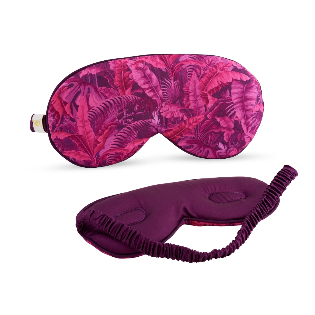 Cloud Padded Satin Sleep Mask in Pink Fern Print