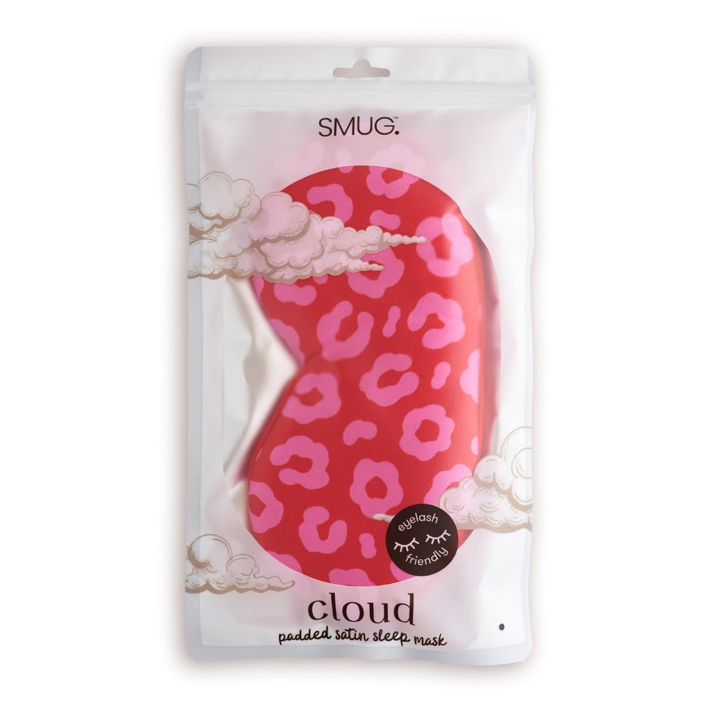 Red Leopard Print Cloud Padded Satin Sleep Mask