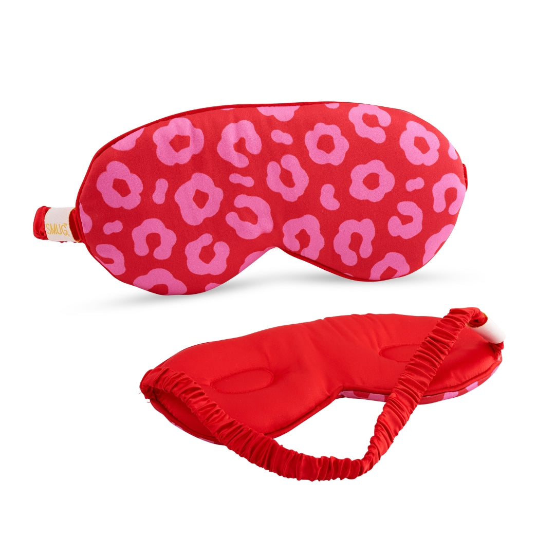 Red Leopard Print Cloud Padded Satin Sleep Mask