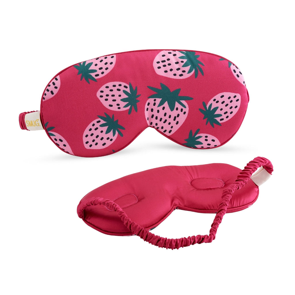 Cloud Padded Satin Sleep Mask in Strawberry Dreams Print