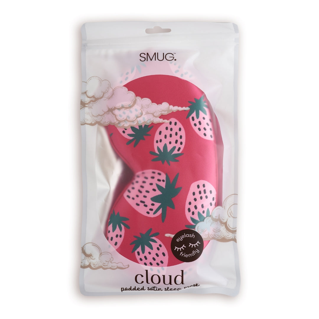 Cloud Padded Satin Sleep Mask in Strawberry Dreams Print