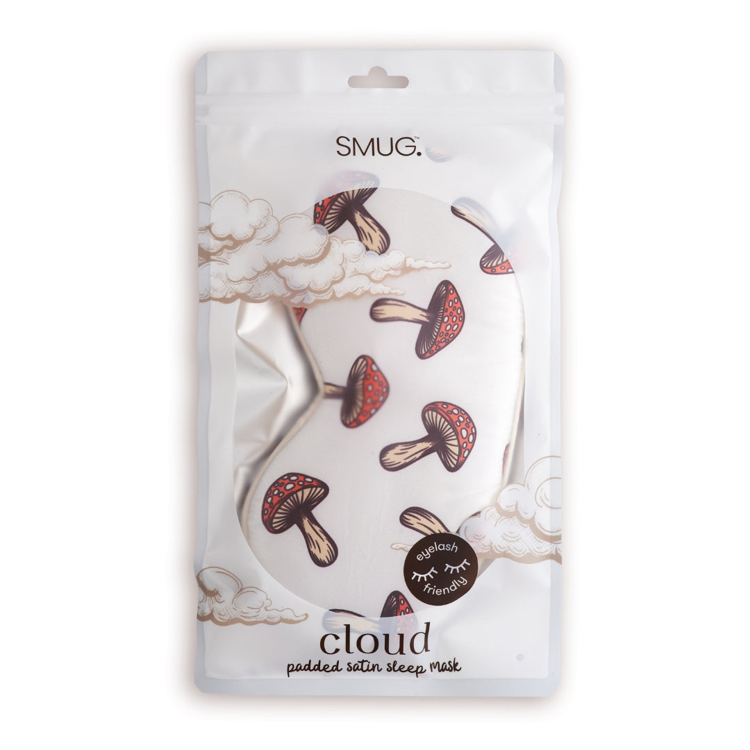 Cloud Padded Satin Sleep Mask in Toadstool Print