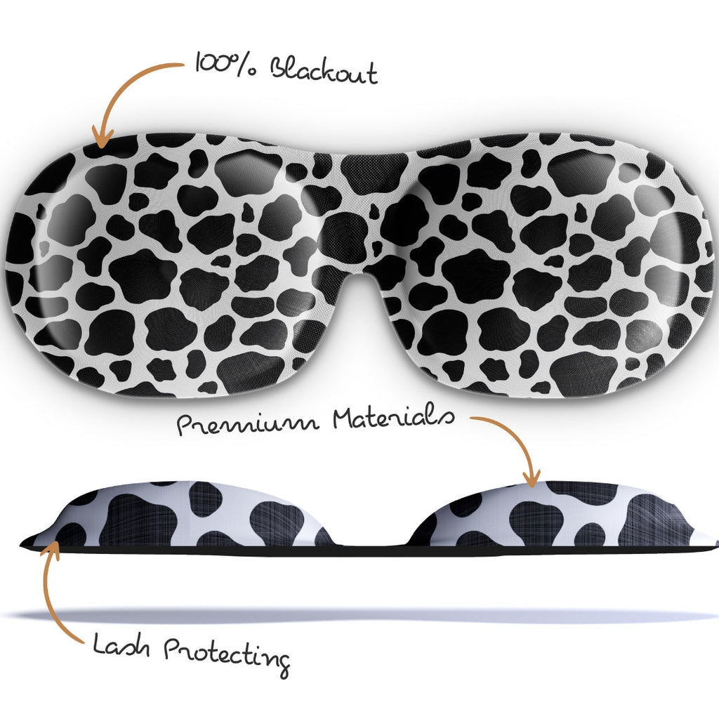 Contoured 3D Blackout Sleep Mask in Cow Print