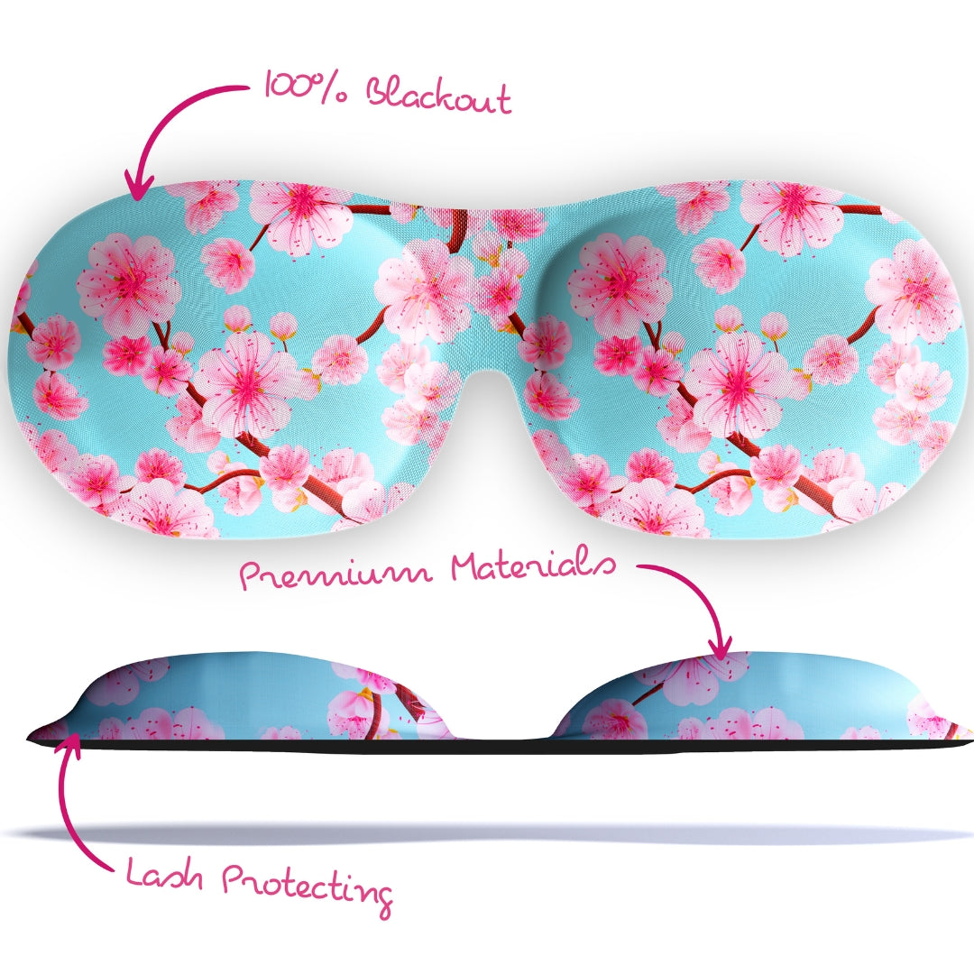 Contoured 3D Blackout Sleep Mask in Cherry Blossom Print