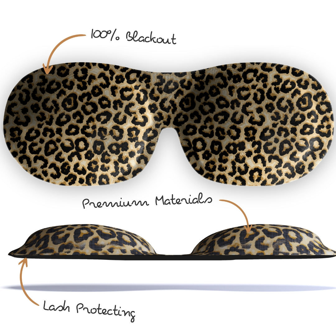 Contoured 3D Blackout Sleep Mask in Leopard Print