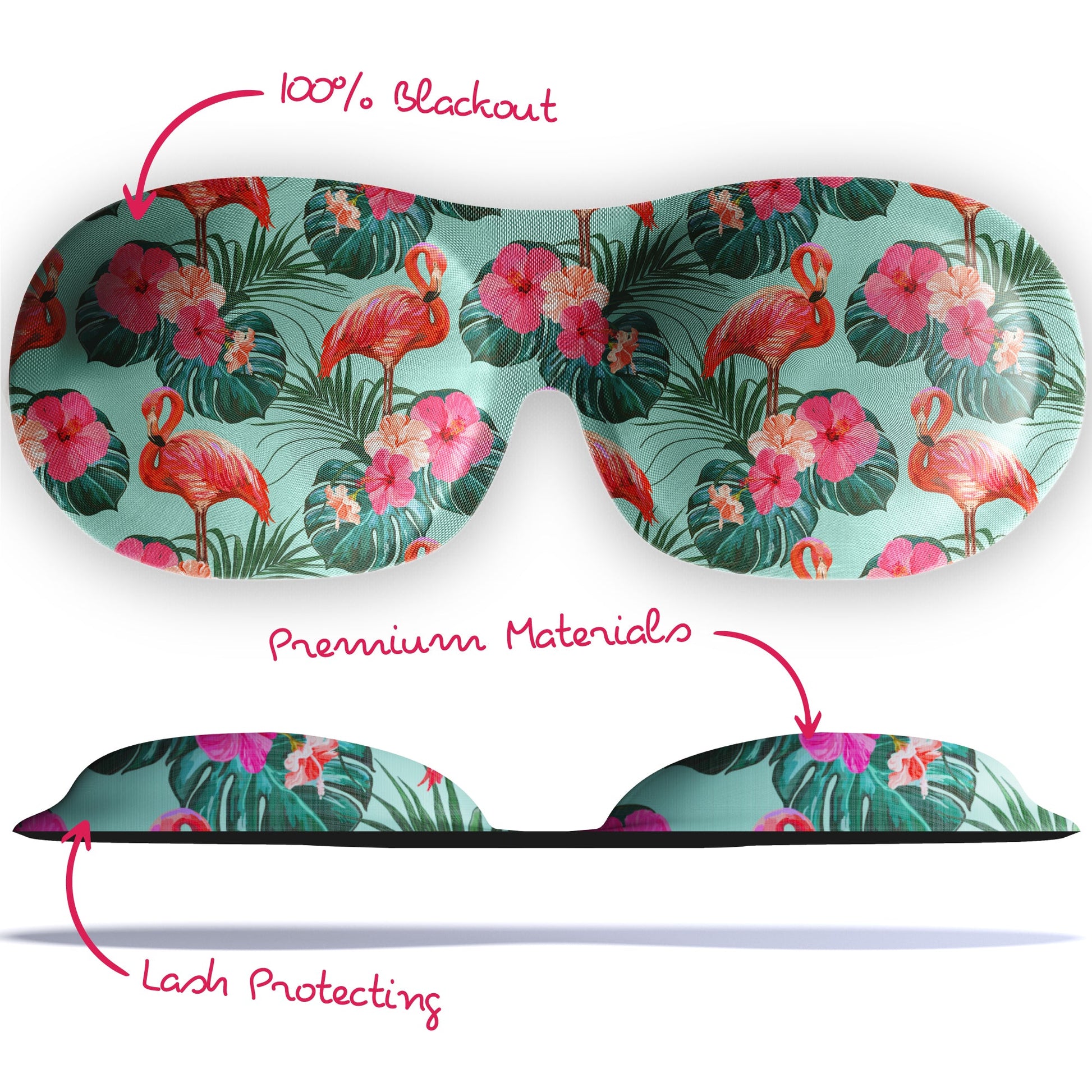 Contoured 3D Blackout Sleep Mask in Flamingo Print