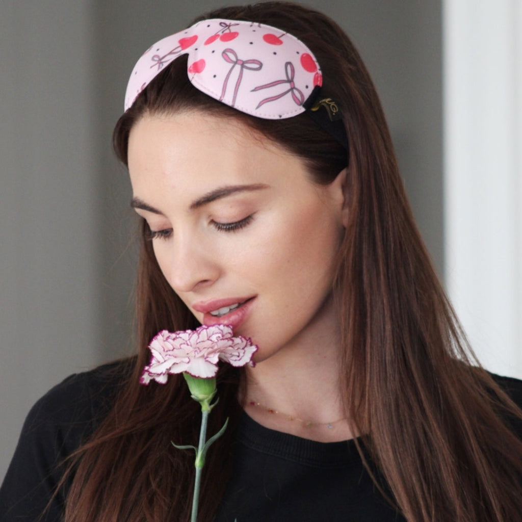 Contoured 3D Blackout Sleep Mask in Pink Cherries