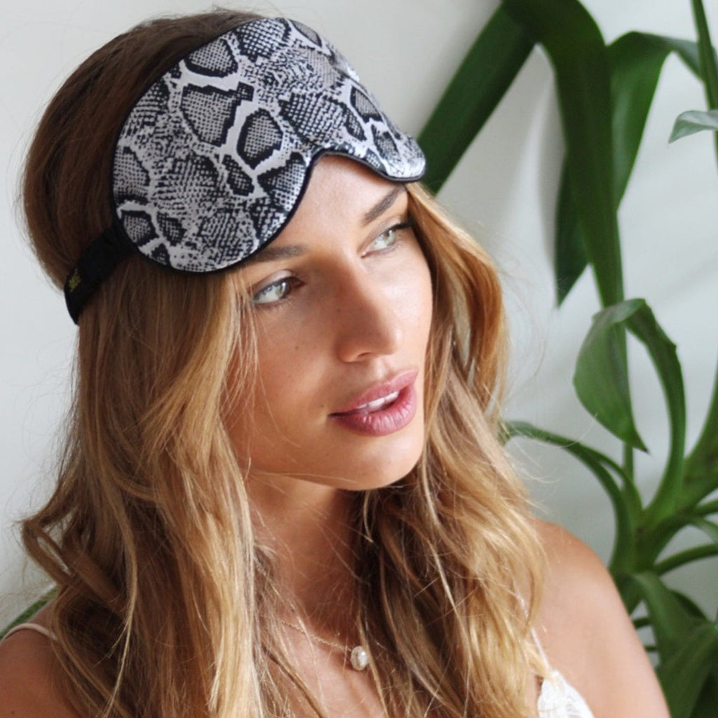 Satin Sleep Mask in Snake Print