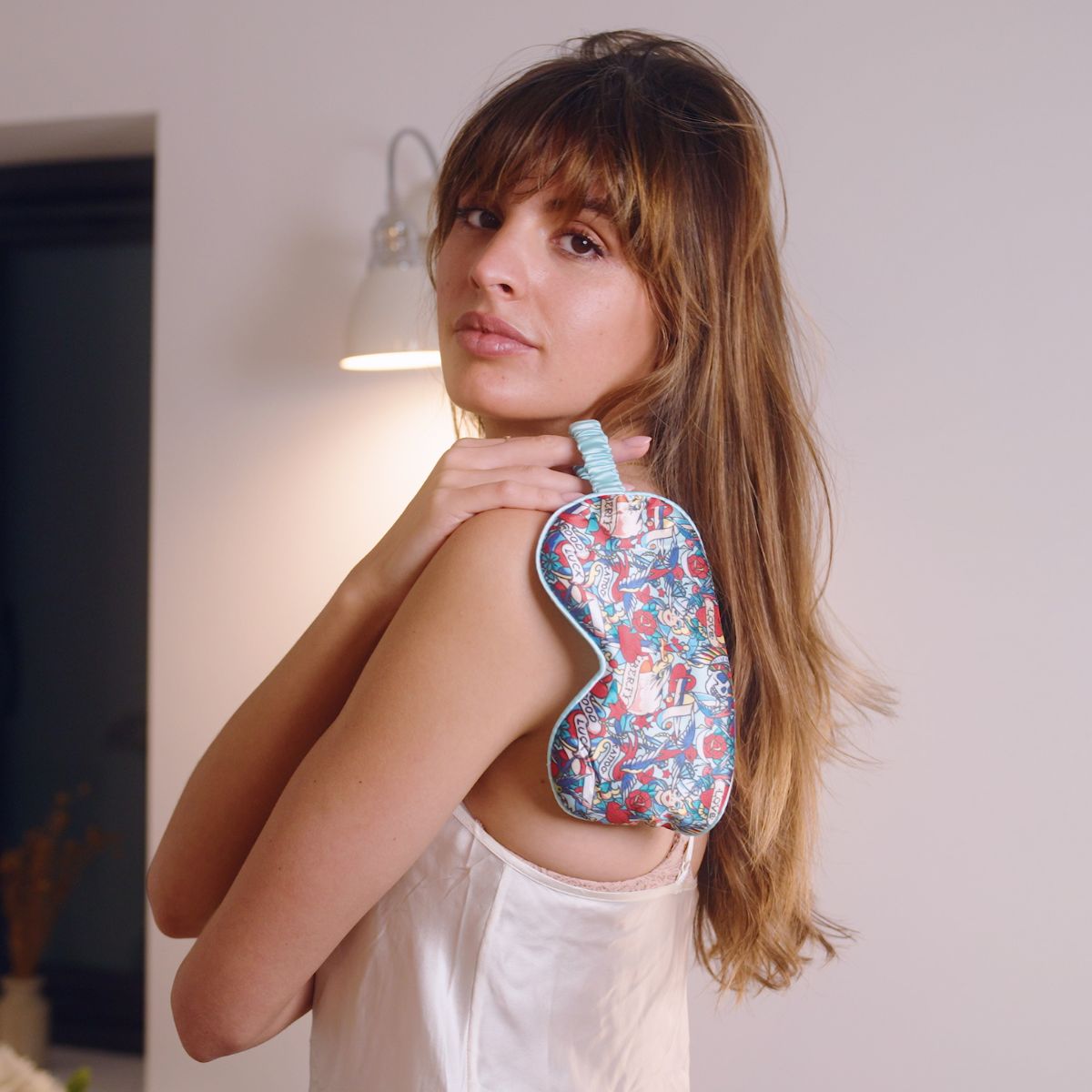 Satin Sleep Mask in Tattoo Print