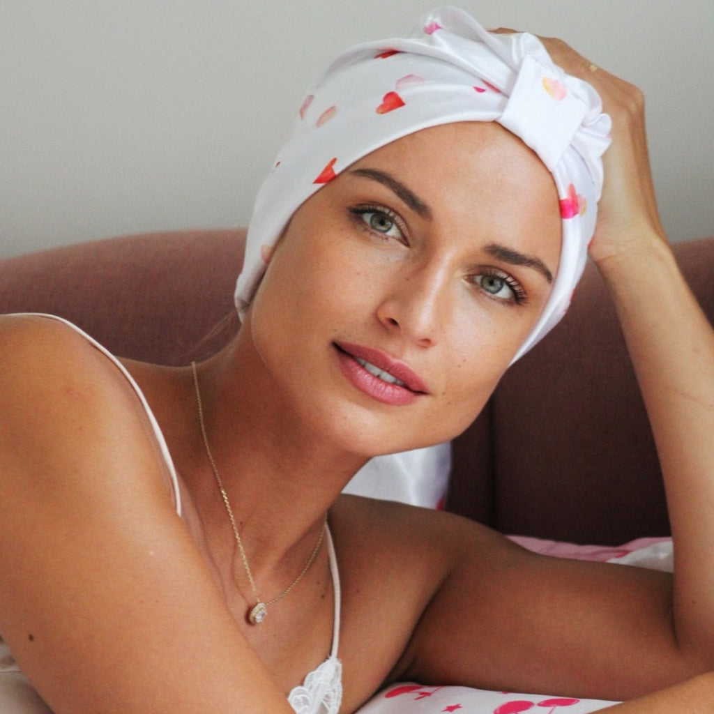 Satin Sleep Turban in Loveheart