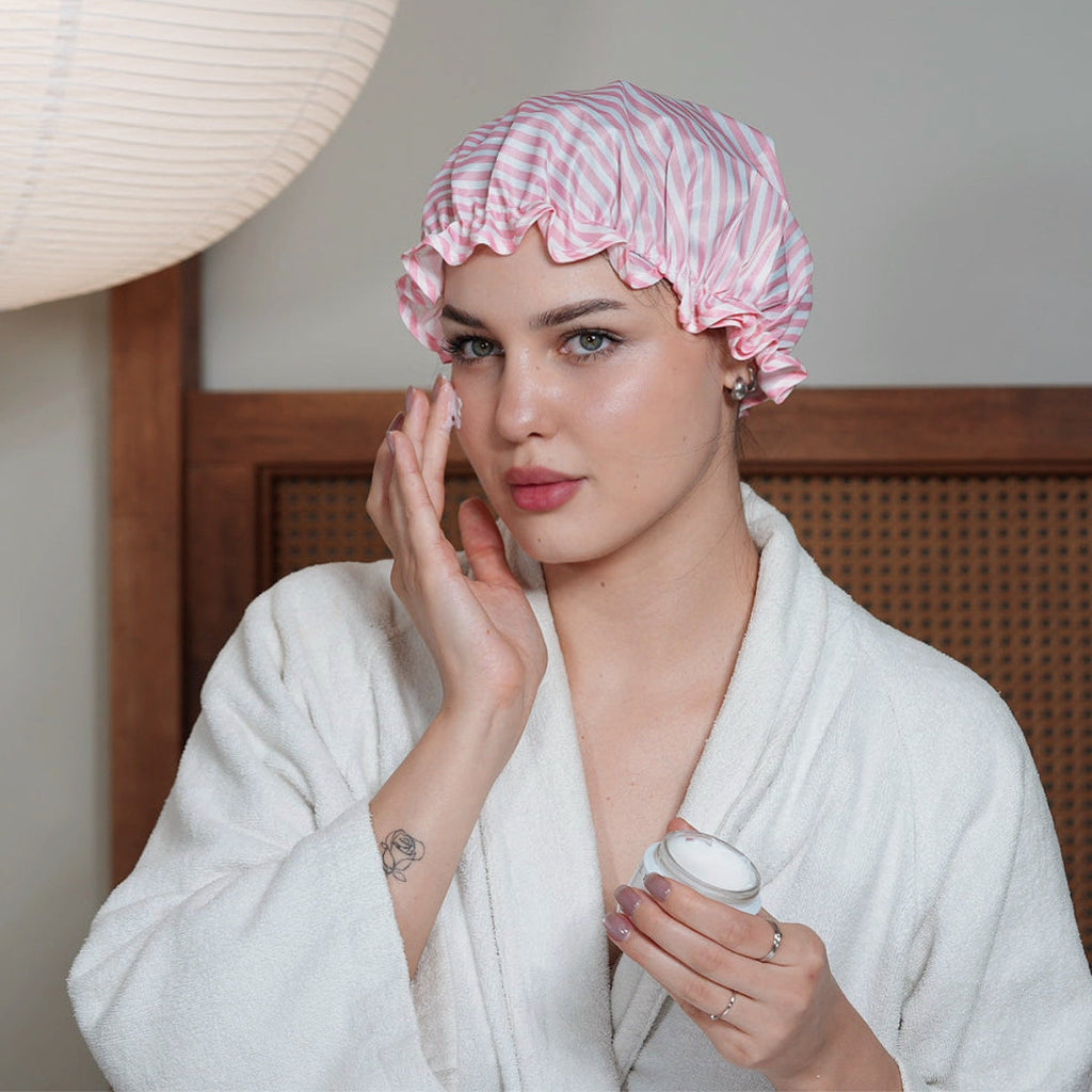 Candy Shop Shower Cap in Pink and White
