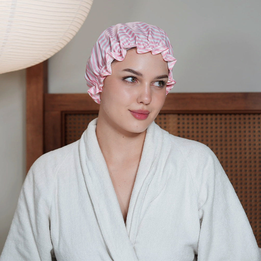 Candy Shop Shower Cap in Pink and White