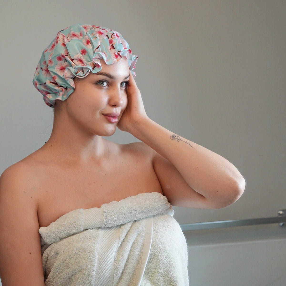 Cherry Blossom Print Shower Cap