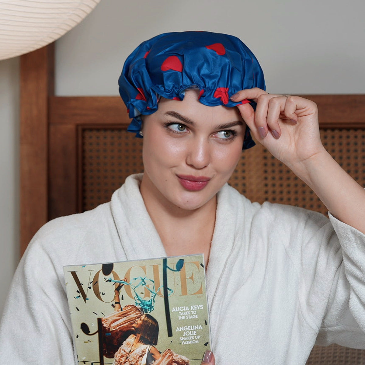 Loveheart Print Shower Cap