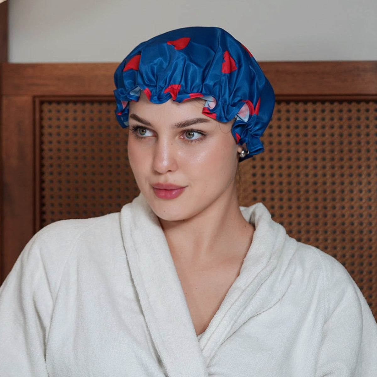 Loveheart Print Shower Cap