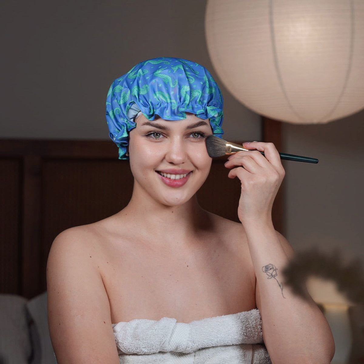 Seahorse Print Shower Cap