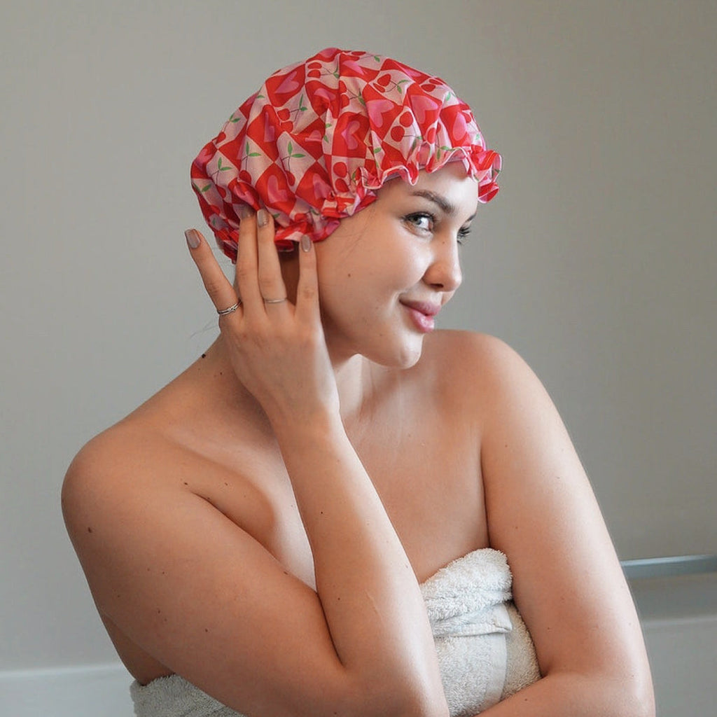 Sweet Cherry Print Shower Cap