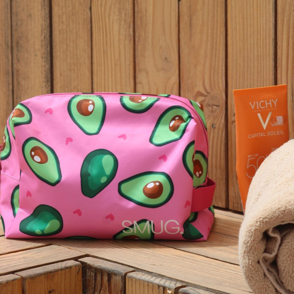 Avocado Print Wash Bag in Pink