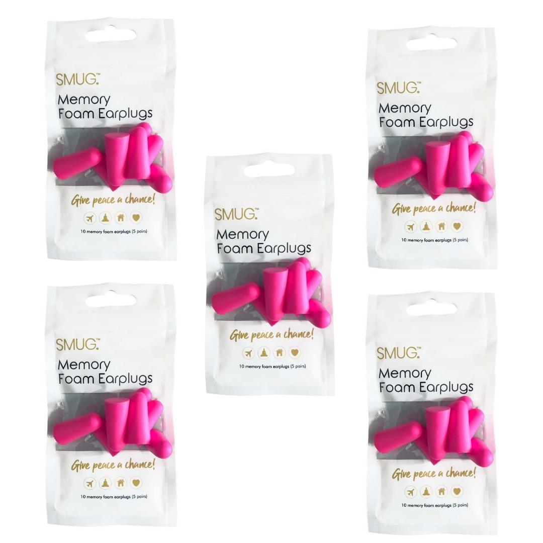 Memory Foam Earplugs Bright Pink 5 packs