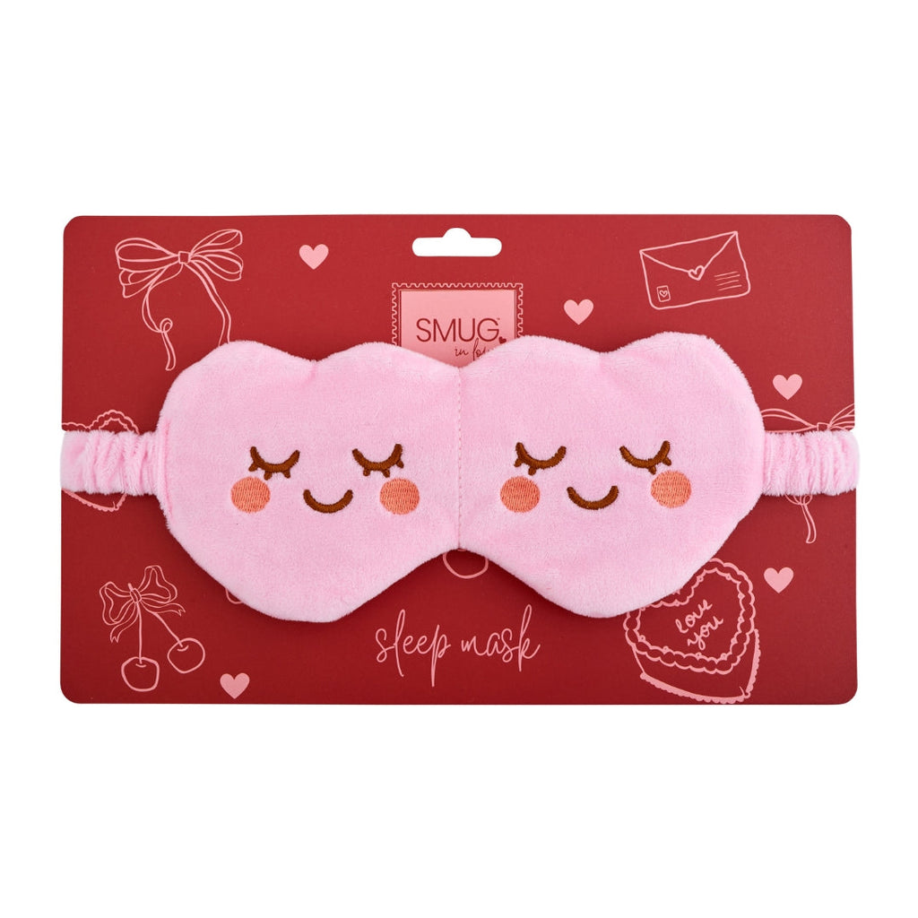 Pink Hearts Plush Sleep Mask