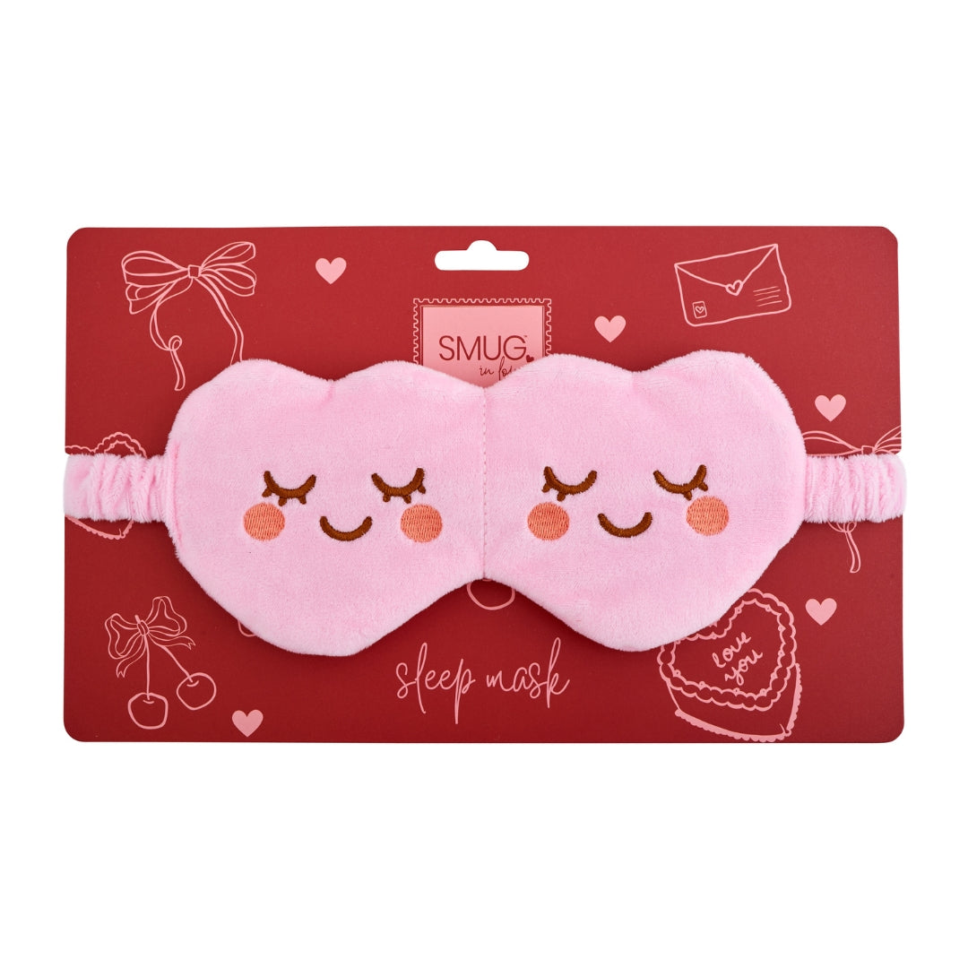 Pink Hearts Plush Sleep Mask
