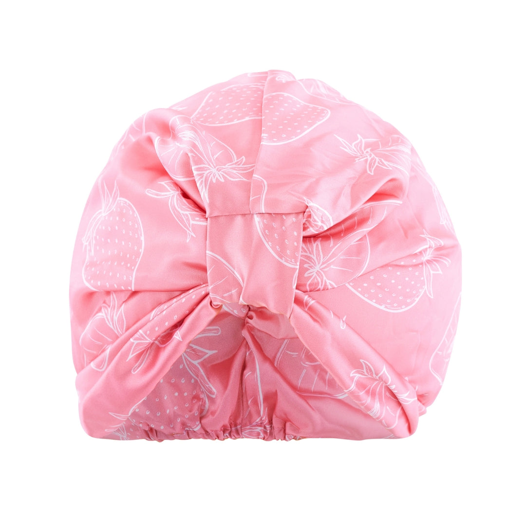 Satin Sleep Turban in Strawberry Surprise
