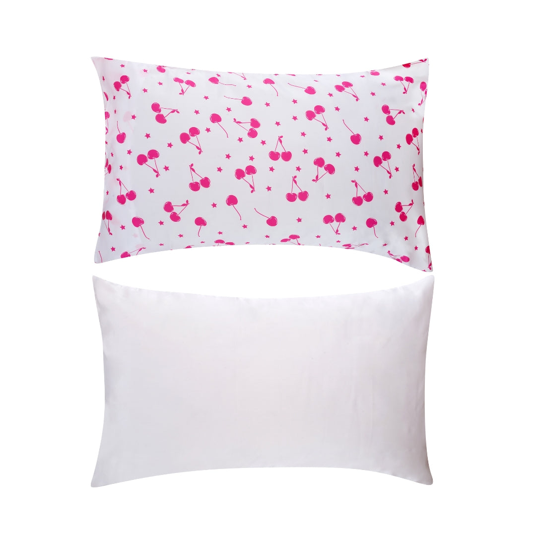 Soft Satin Pillowcase Set in Starlit Cherry