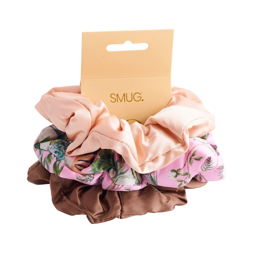 Cloud Satin Hair Scrunchie Set of 3 Caramel Tiger