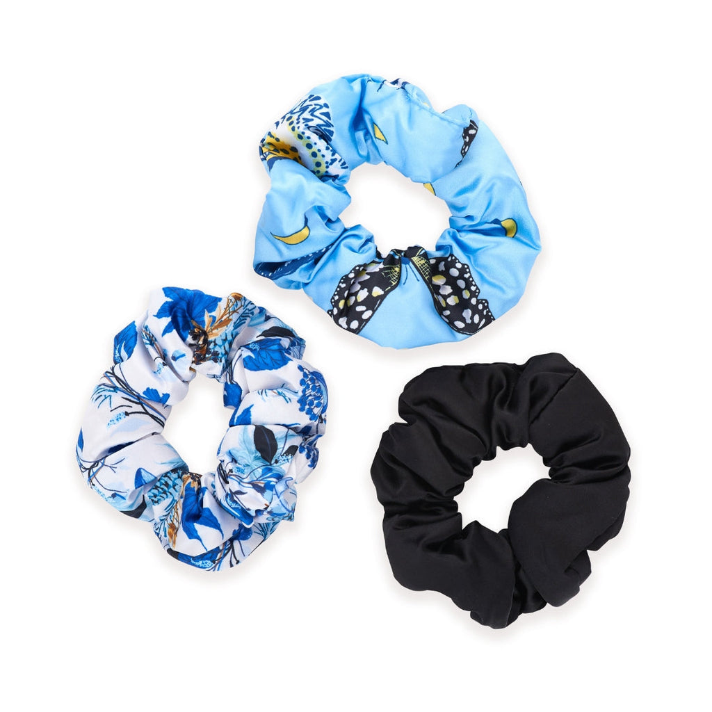 Cloud Satin Hair Scrunchie Set of 3 Cornflower Butterflies