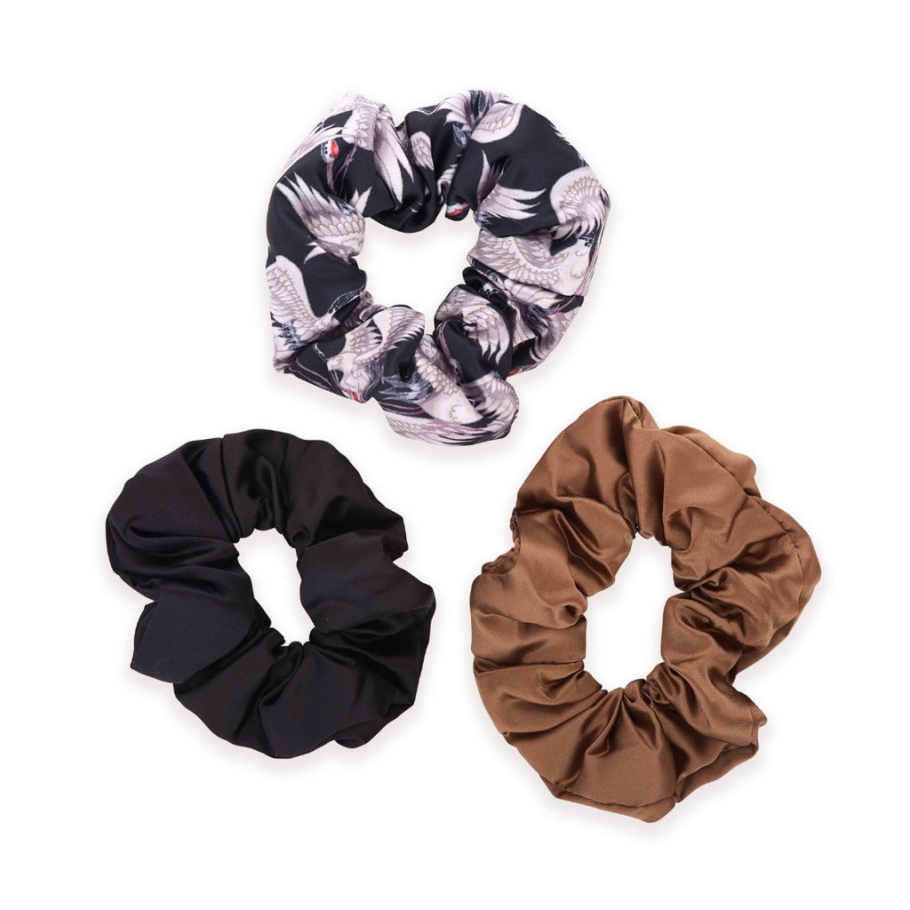 Cloud Satin Hair Scrunchie Set of 3 Moonlit Mocha