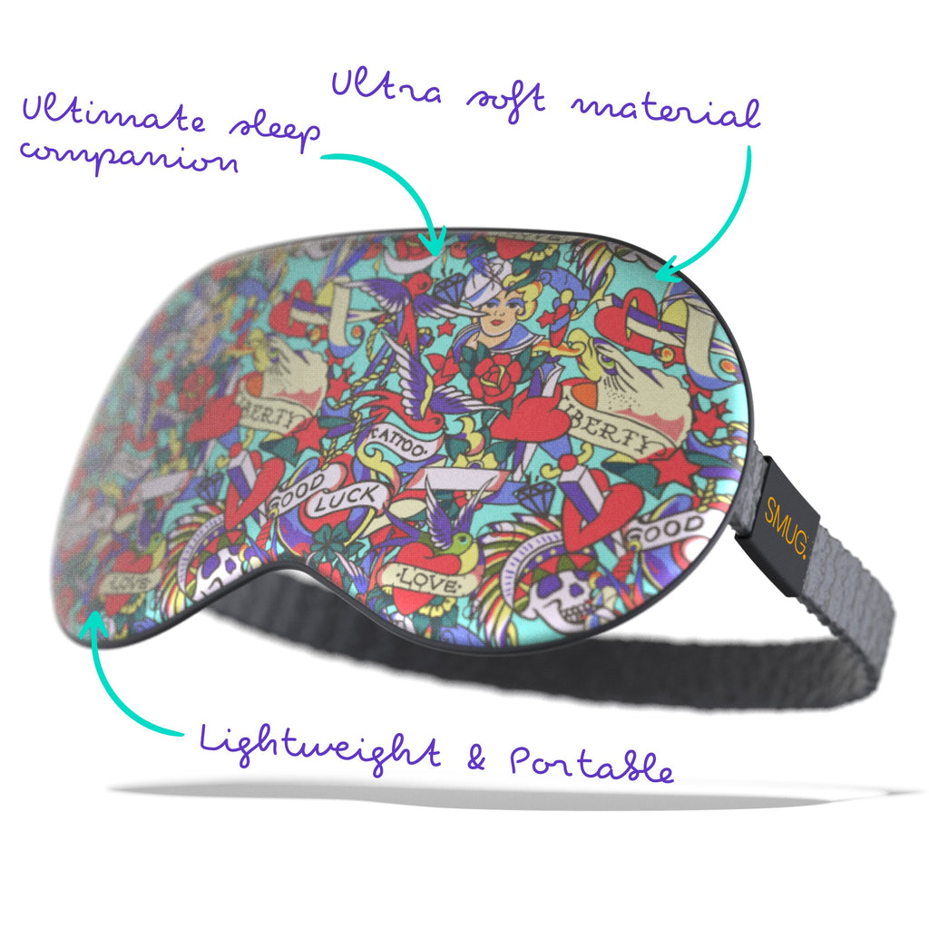 Satin Sleep Mask in Tattoo Print