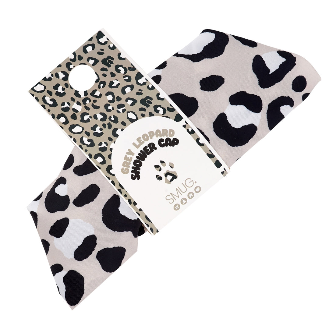 Grey Leopard Print Shower Cap