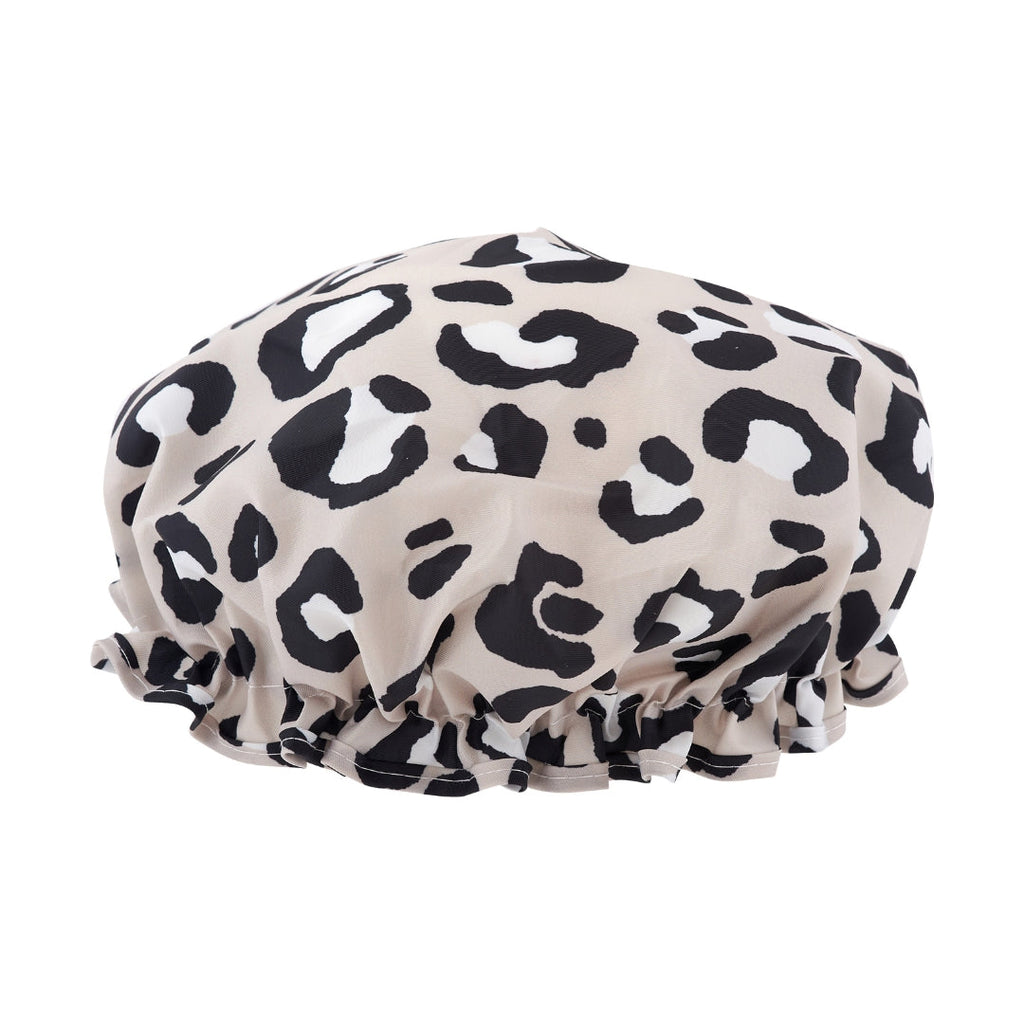 Grey Leopard Print Shower Cap