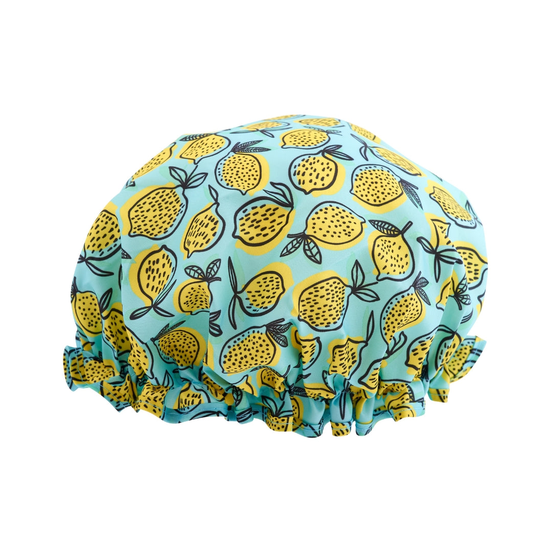 Lemon Print Shower Cap