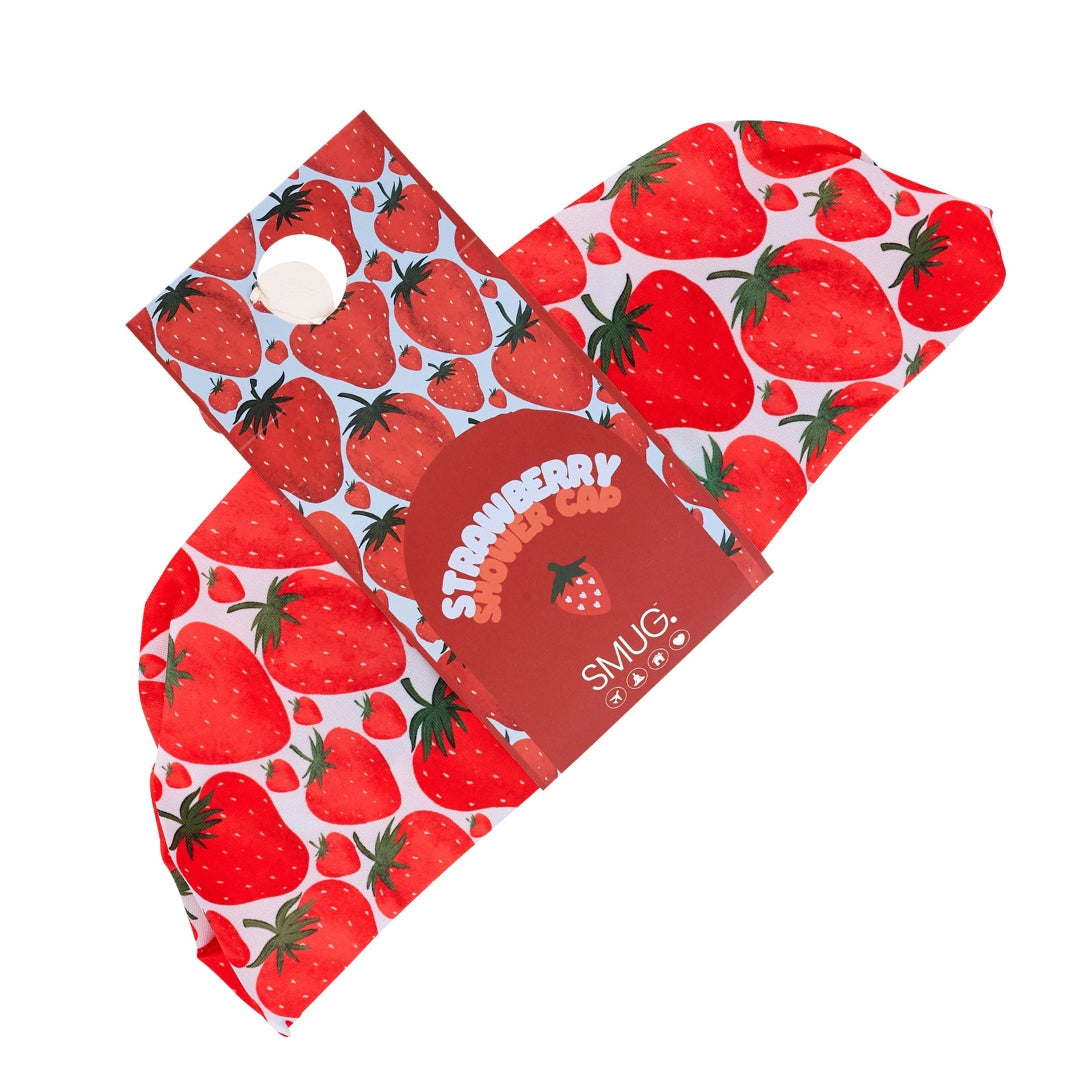 Strawberry Print Shower Cap
