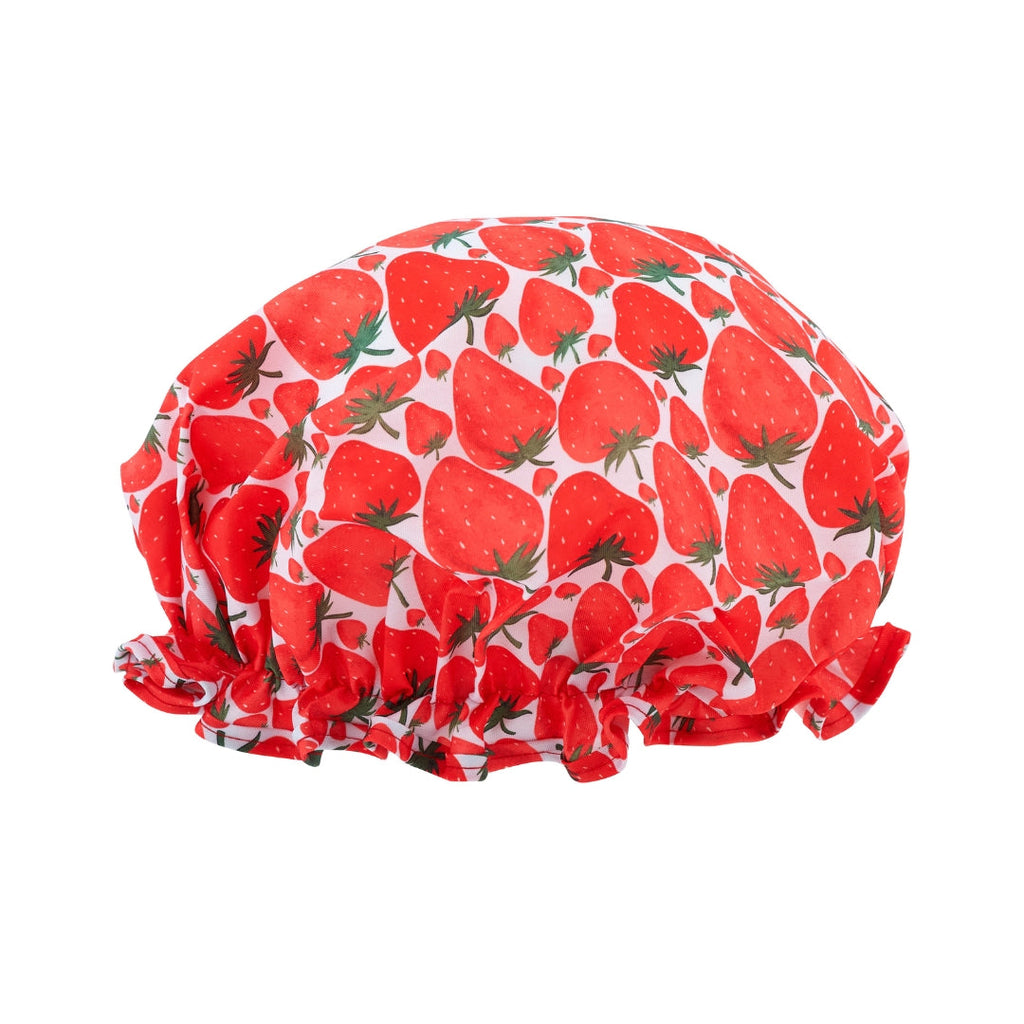 Strawberry Print Shower Cap