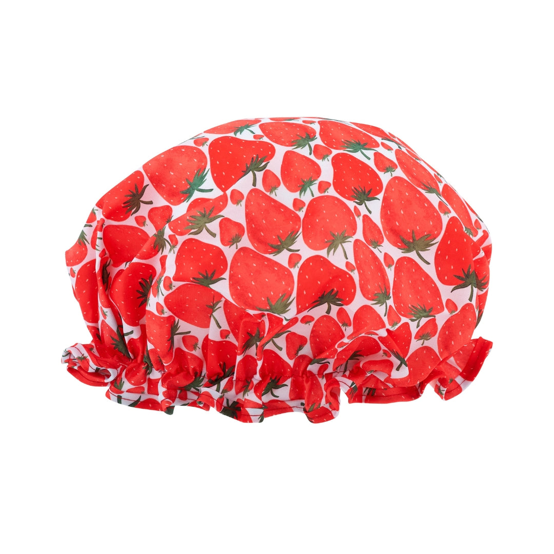Strawberry Print Shower Cap
