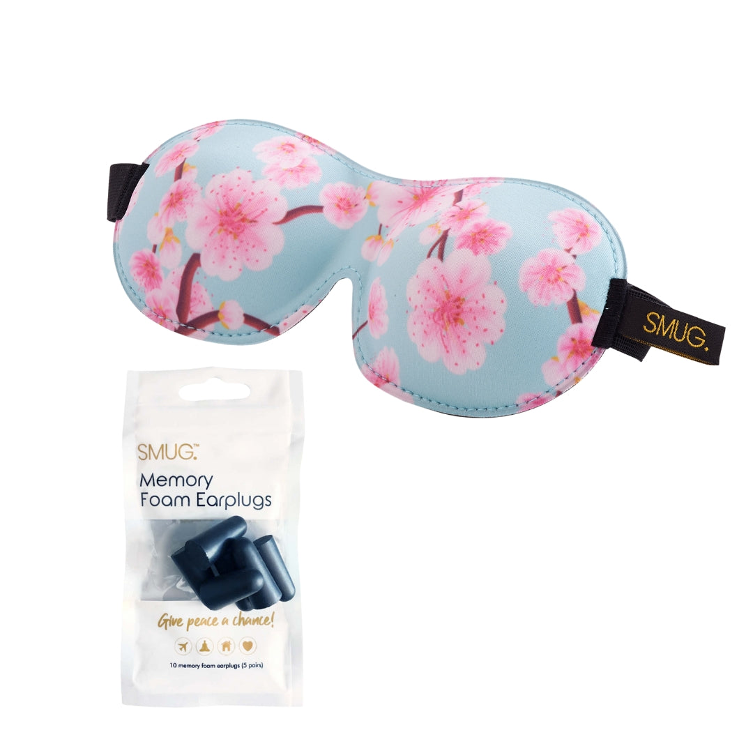 Contoured 3D Blackout Sleep Mask in Cherry Blossom Print