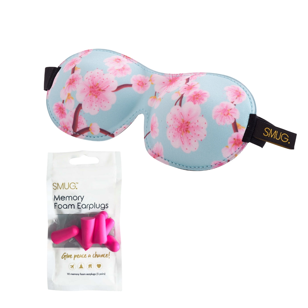 Contoured 3D Blackout Sleep Mask in Cherry Blossom Print