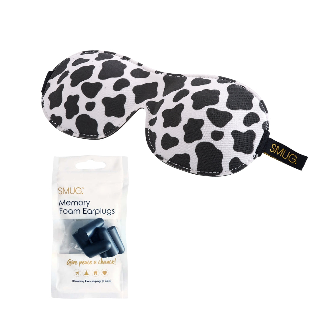 Contoured 3D Blackout Sleep Mask in Cow Print