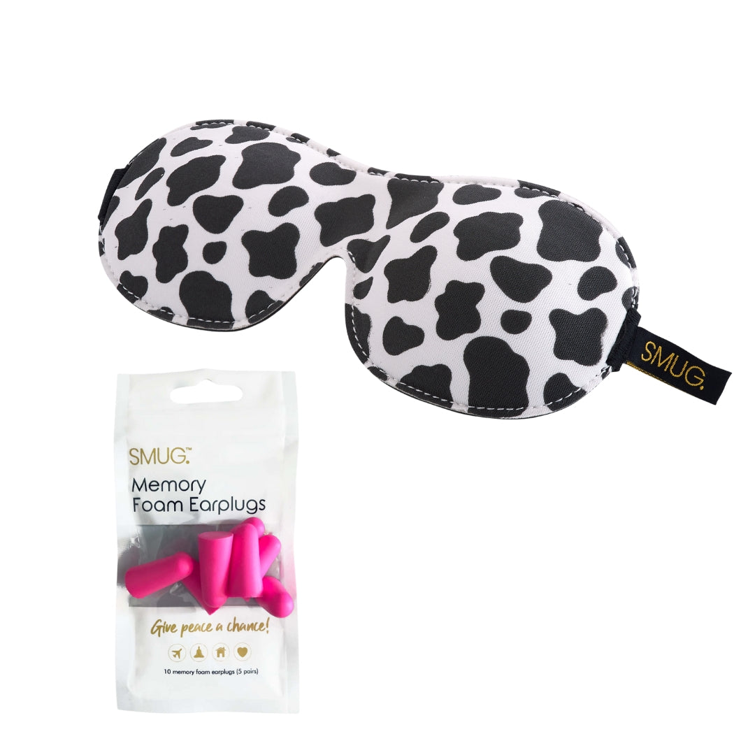 Contoured 3D Blackout Sleep Mask in Cow Print