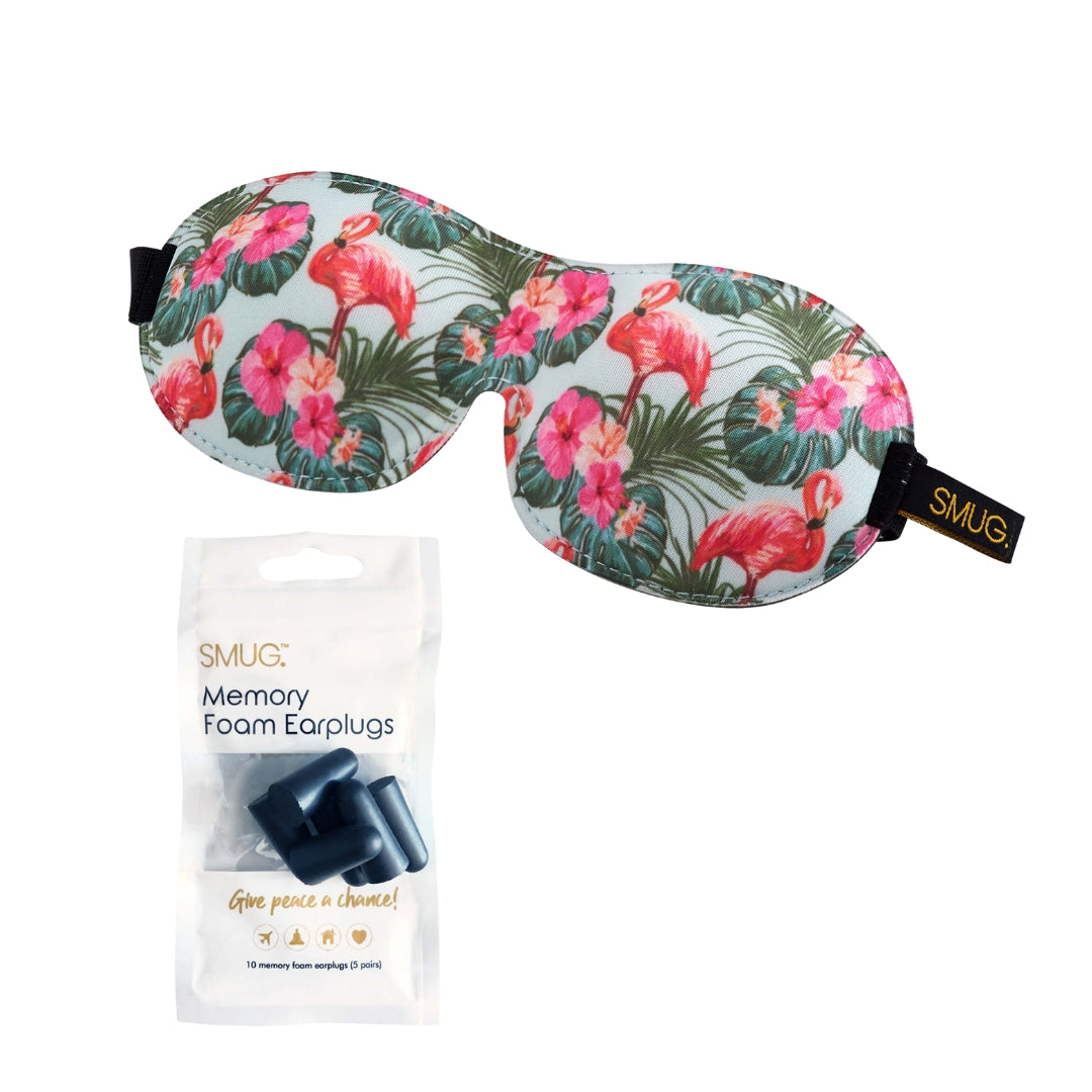 Contoured 3D Blackout Sleep Mask in Flamingo Print