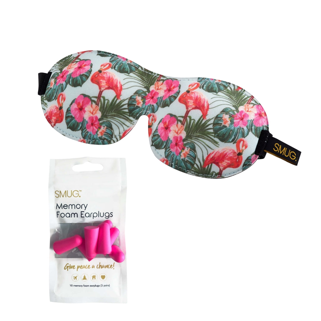 Contoured 3D Blackout Sleep Mask in Flamingo Print