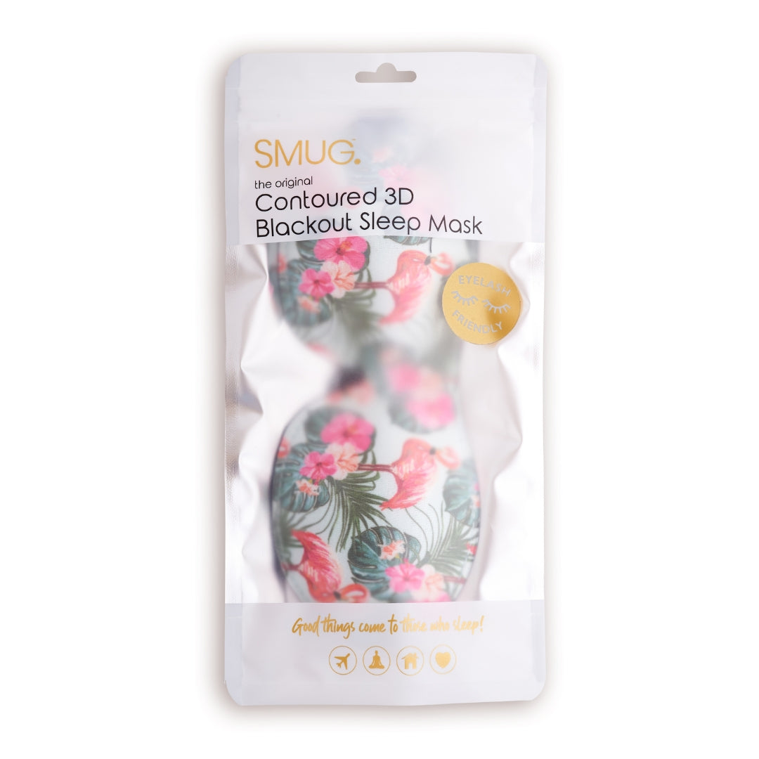 Contoured 3D Blackout Sleep Mask in Flamingo Print