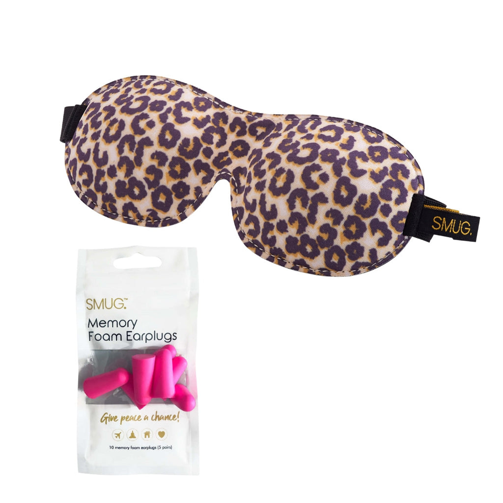Contoured 3D Blackout Sleep Mask in Leopard Print