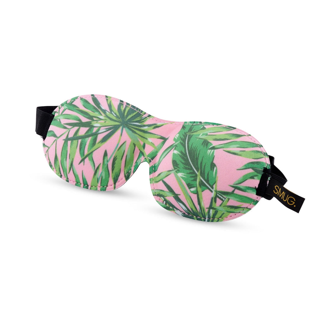 Contoured 3D Blackout Sleep Mask in Green Palm Print